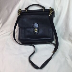 Vintage Coach Black Leather Willis Bag 9927 USA